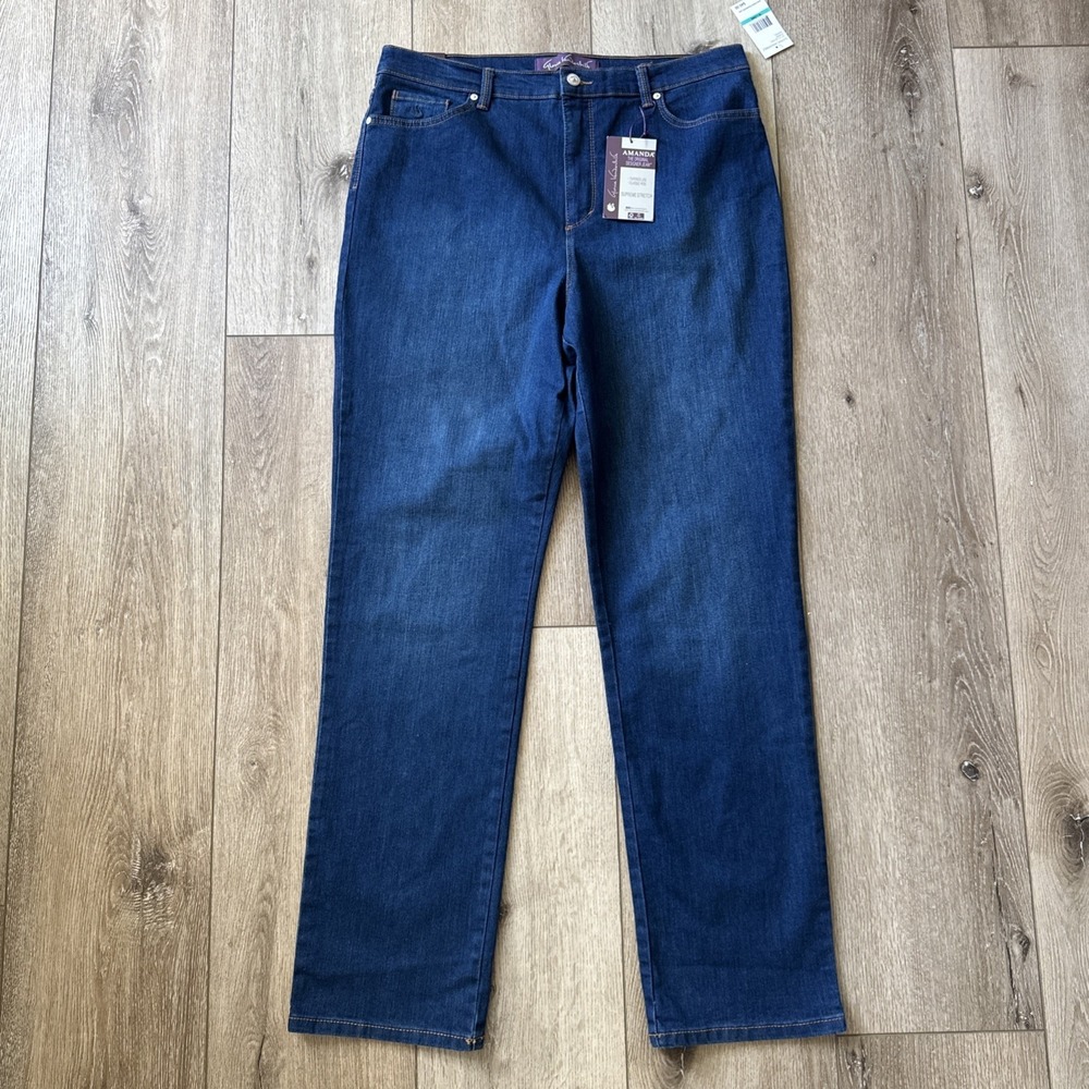 Gloria Vanderbilt Jeans Women 16 Amanda Dark Wash Stretch Tapered‎ Leg Heritage